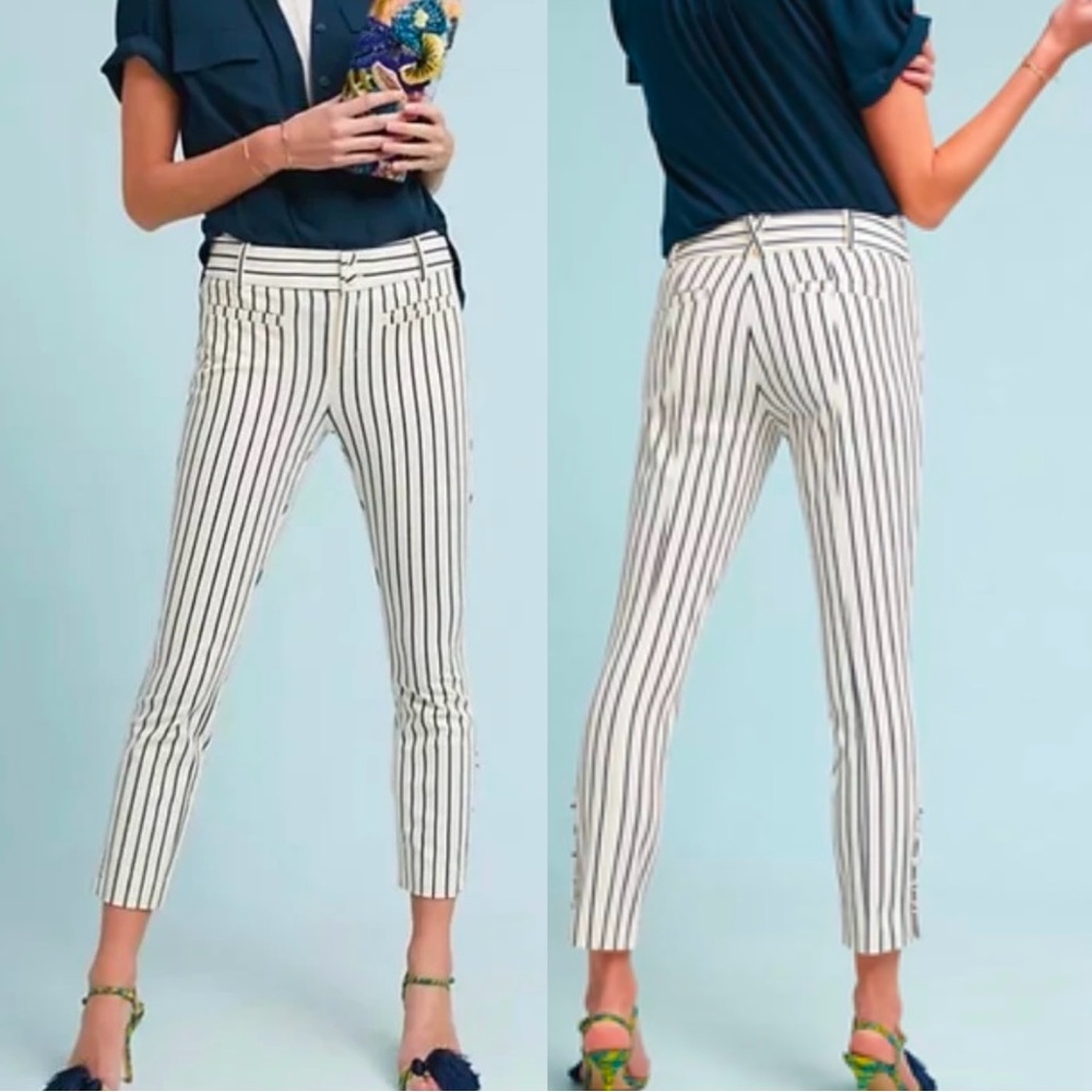 Anthropologie The Essential Slim Striped Trouser Pants